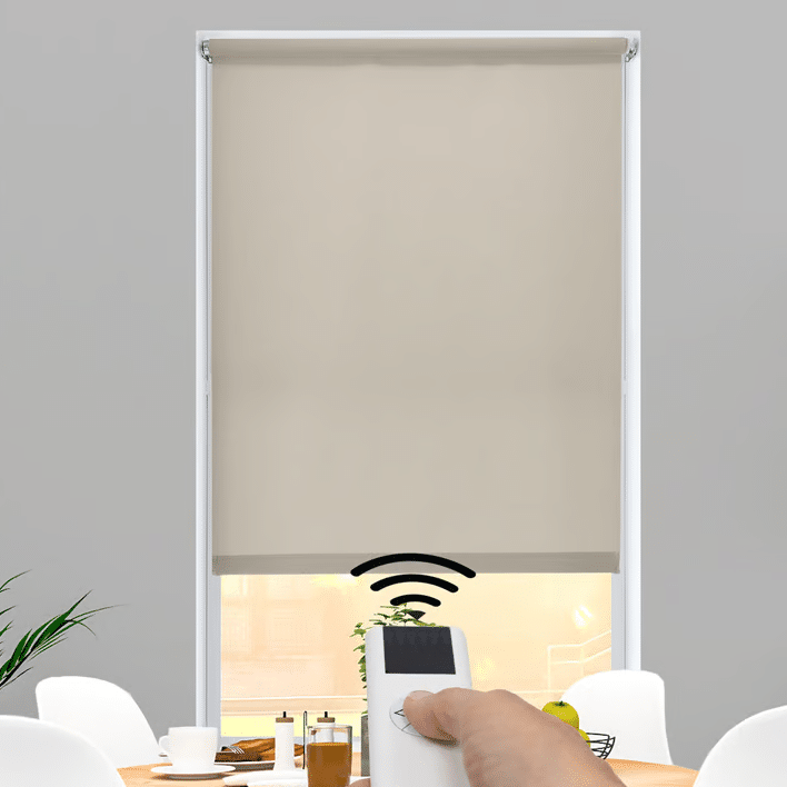 Motorized Deluxe Light Filtering Fabric Roller Shades